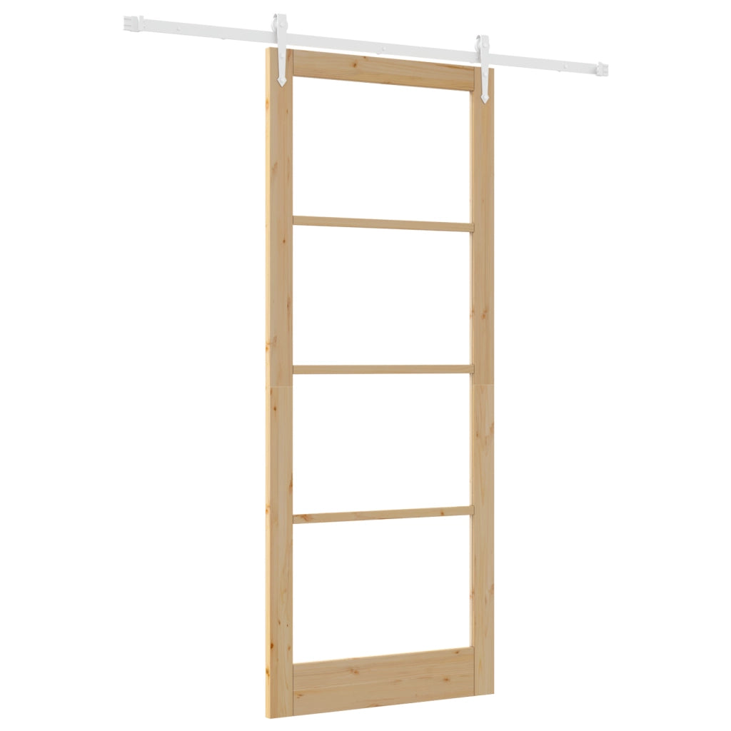 Set Porta Scorrevole  con Kit Hardware 93x232 cm Legno Massello Pino