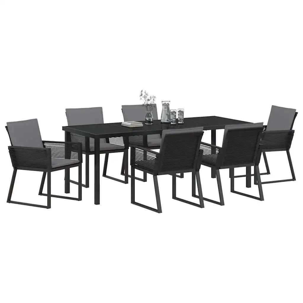 Set da Pranzo per Giardino 7 pcs Nero