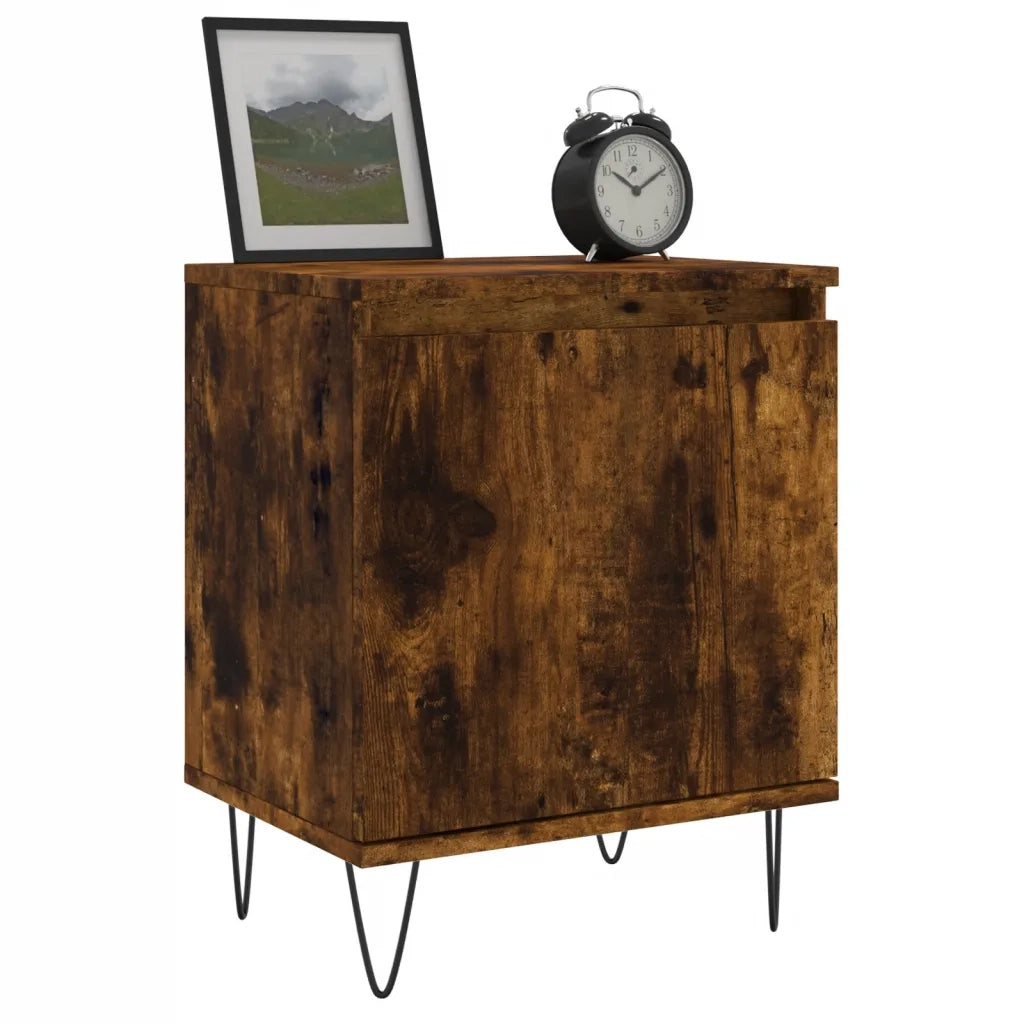 Comodino Rovere Fumo 40x30x50 cm in Legno Multistrato 826838
