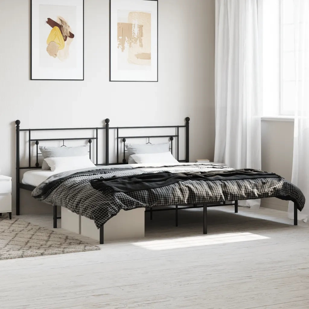 Giroletto con Testiera in Metallo Nero 200x200 cm 374346