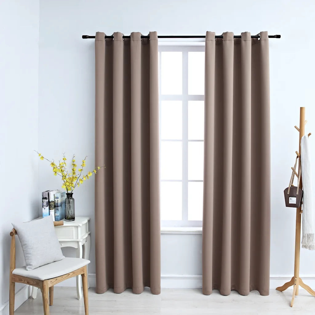 Tende Oscuranti | Tende Blackout con Anelli Metallo 2 pz Grigio Talpa 140x245 cm