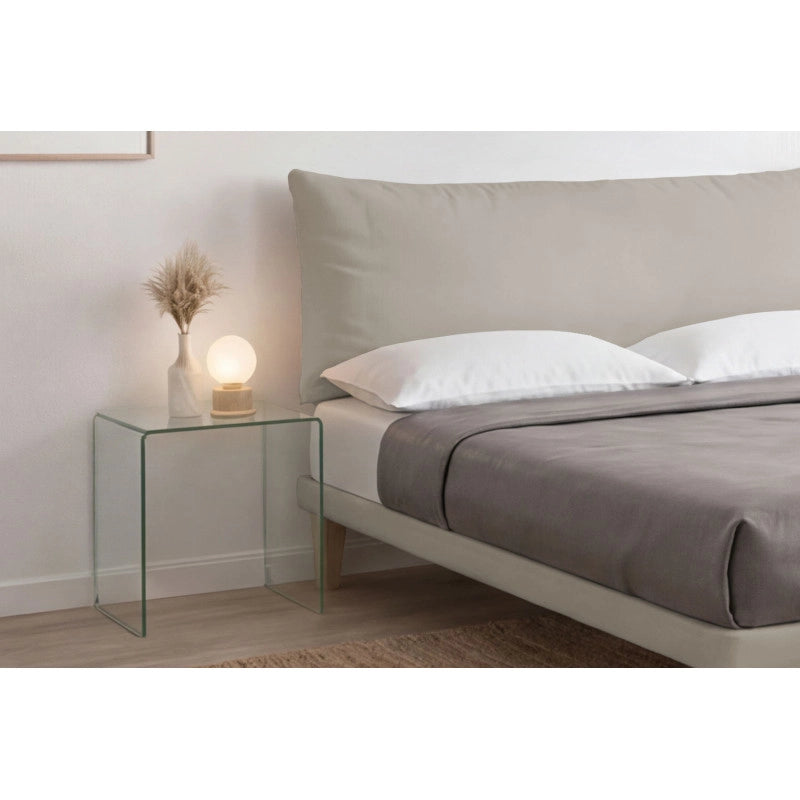 Letto imbottito Letto Matrimoniale alla Francese 140x190 cm Soft - Similpelle,Tortora,Con rete