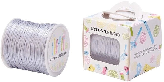 Corda in Nylon 1mm - Rattail Satinato - 70 Metri - Grigio Chiaro - Duraturo e Resistente - Ideale per la Creazione di Accessori