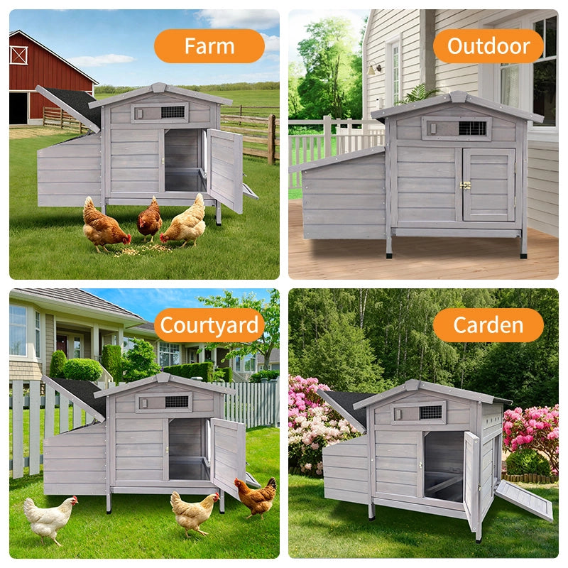 GABBIA PER GALLINE Rialzata 72x60x25,5 cm Legno Grigio Chiaro