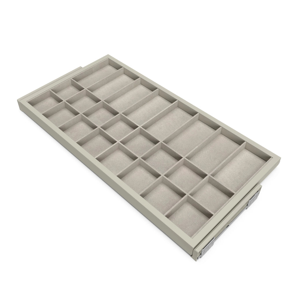 Kit Cassetto Organizzatore e Telaio per Armadio 900 mm in Alluminio e Plastica Emuca Grigio Pietra