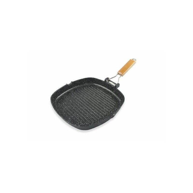 MARBLE STEAK BISTECCHIERA 28X28 IN ALLUMINIO PRESSOFUSO MANICO PIEGHEVOLE E FONDO A INDUZIONE
