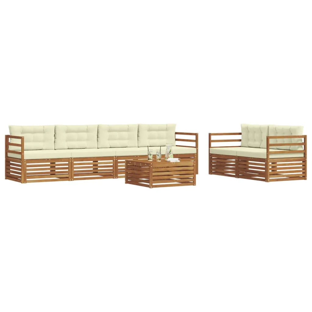 Set di divani da esterno con cuscino 7 pcs Naturale e Crema