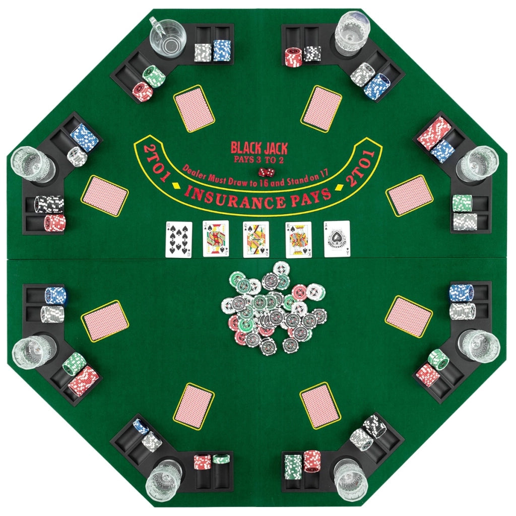 Tappetino da poker pieghevole 120 CM-Tavolo da poker portatile per 8 giocatori con borsa da trasporto Verde