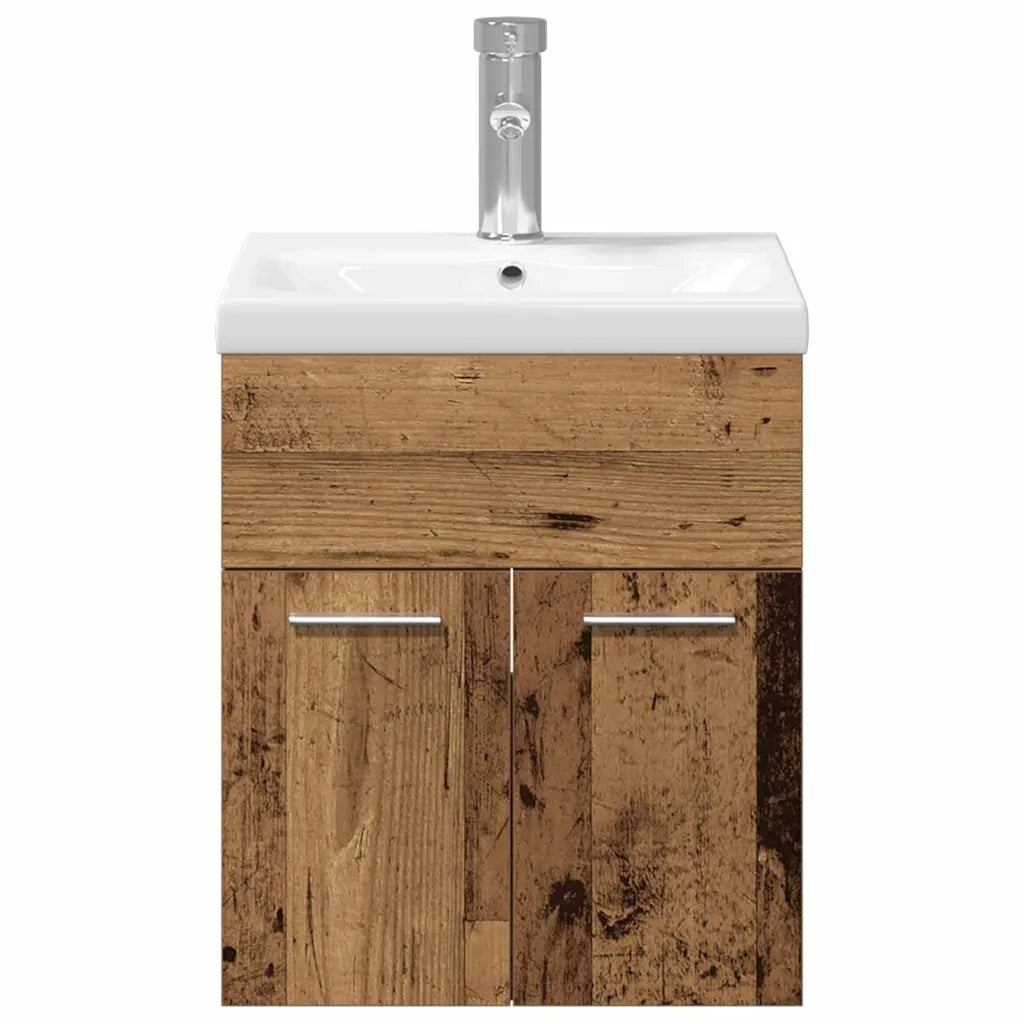 Set di mobili per il Bagno | Armadio da bagno con porta 3 pz Legno vecchio