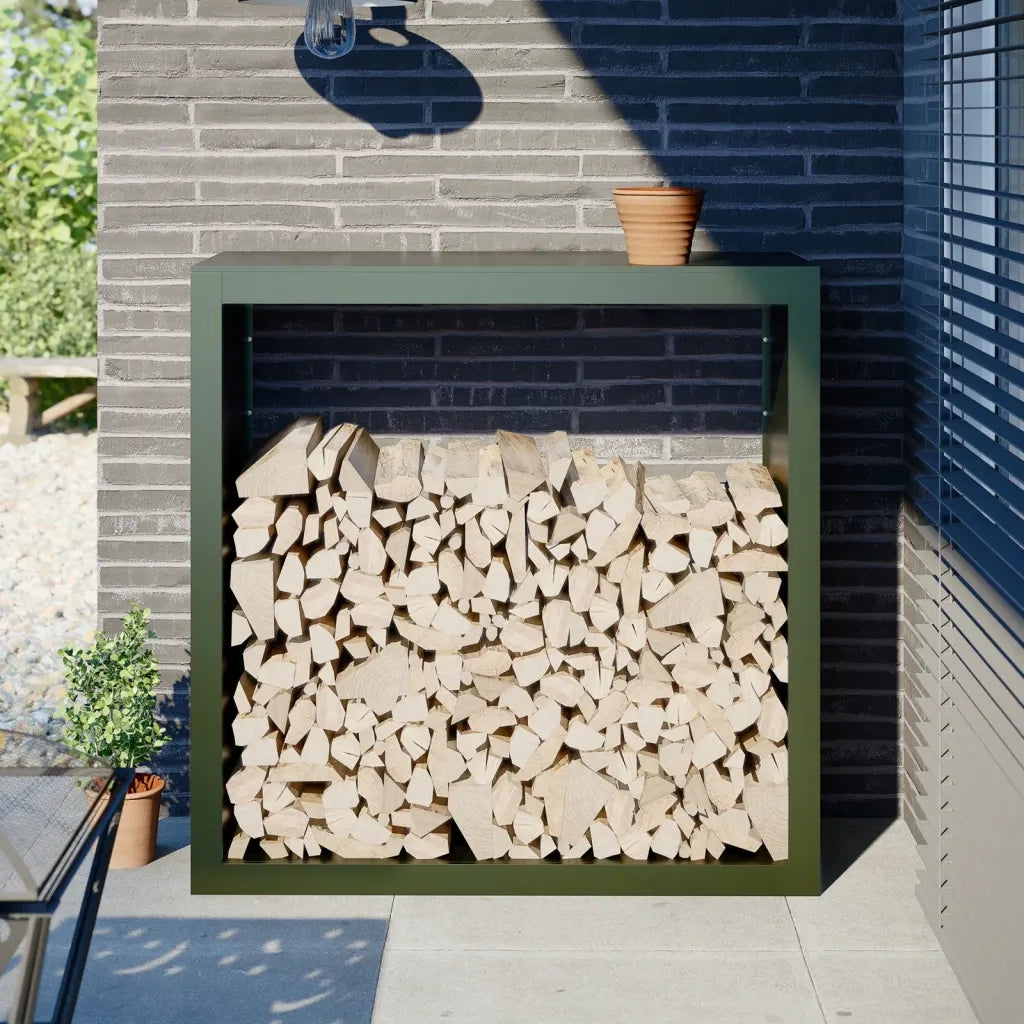 Rastrelliera per Legna da Ardere Verde 100x40x100 cm in Acciaio CFW1972252
