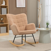 Sedia a dondolo 98x71x101 cm con schienale trapuntato in poliestere marrone