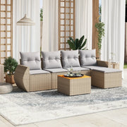 Set Divano da Giardino 6 pz con Cuscini Beige in Polyrattancod mxl 113327