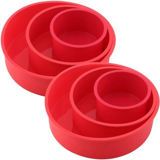 Set di silicone per torte e brownies, forma rotonda, non aderente, per 6 pezzi