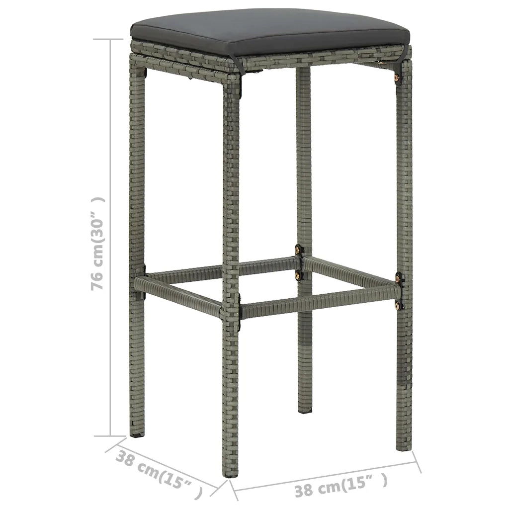 Set Bar da Giardino 4 pz con Cuscini Grigio 3064877