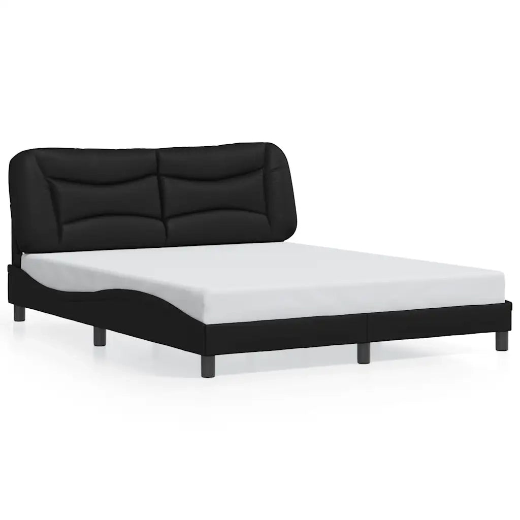 Letto matrimoniale | Letto per adulti | Giroletto senza Materasso Hvar Nero 160x200 cm in Similpelle