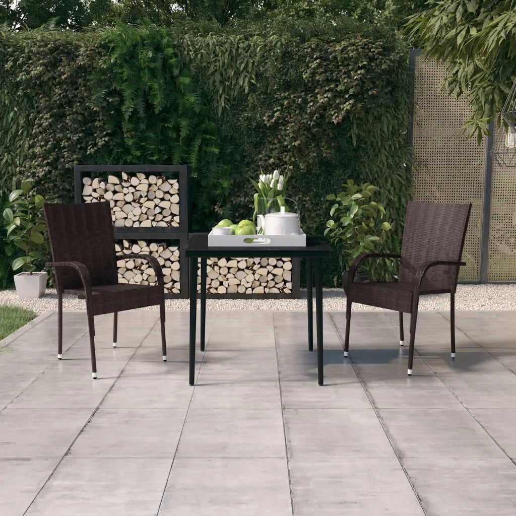 Set da Pranzo per Giardino 3 pz Marrone e Nero cod mxl 40962
