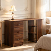 Scrivania lineare con 3 cassetti e 3 ripiani aperti, in MDF effetto legno, per ufficio e camera da letto 120 × 49 × 72 cm