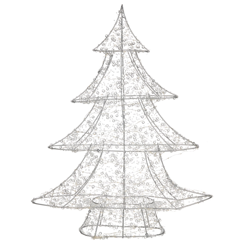 Decorazione natalizia da esterno a LED Albero di Natale 60 cm Decorazione natalizia da giardino Illuminata Argento