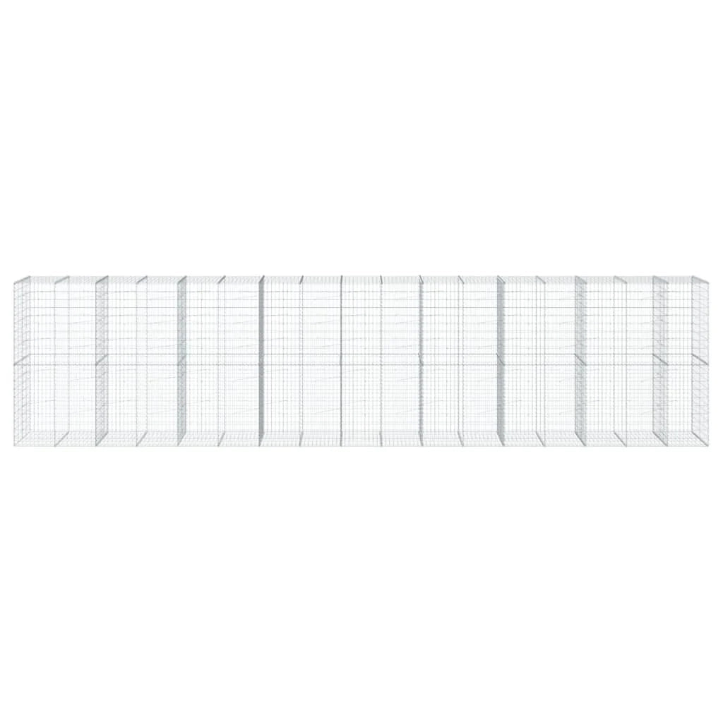 Gabbione recinto a gabbia muro di contenimento con coperchio 850 x 100 x 200 cm ferro zincato argento 02_0040208