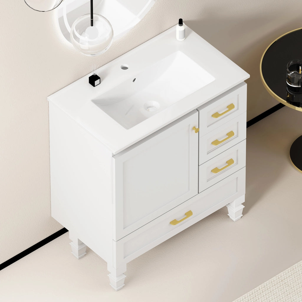 Armadietto da Bagno con Cassetti ¨C MINIMAL ¨C Bianco, 75 cm