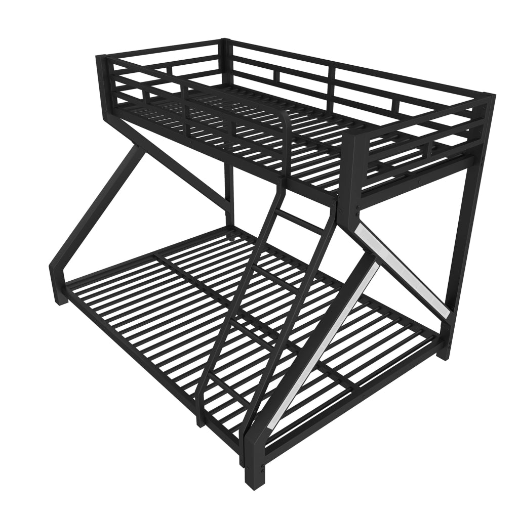 Letto a castello in metallo con LED; misure 90x200 cm e 140x200 cm; nero