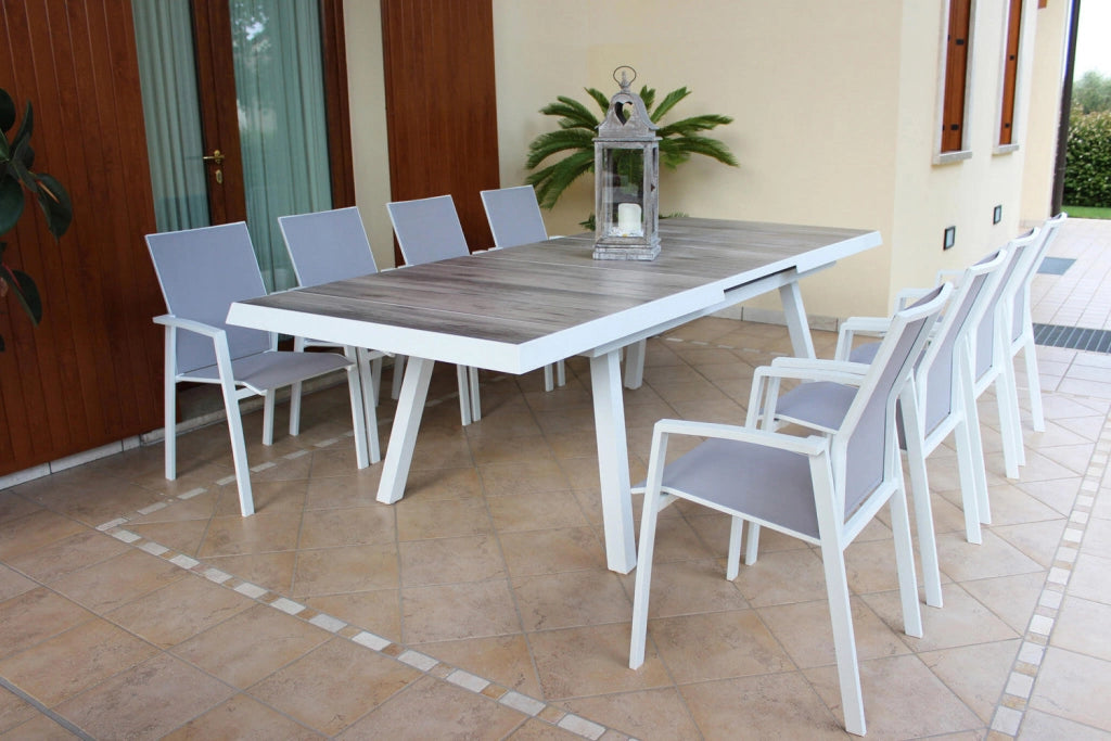Tavolo Allungabile Seattle 205/265x105x75 h cm in Alluminio Bianco