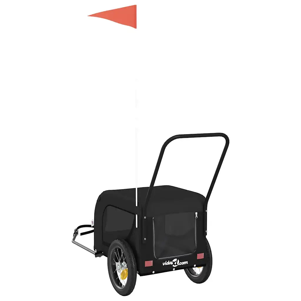 Rimorchio da Bici per Animali Nero Oxford e Ferro CFW2086477
