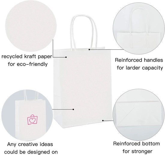 Set di confezioni in carta 25 pezzi - Dimensioni 21 x 11 x 27 cm - Carta forte - Manici in carta - Confezioni fai da te - Base rigida - Tazze in carta