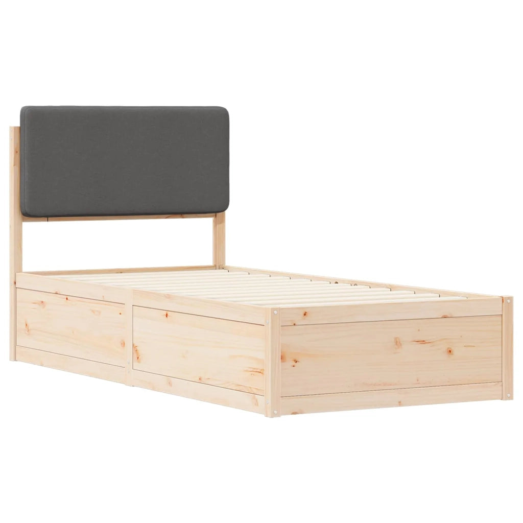 Letto con Testiera Rivestita Grigio scuro 90 x 200 cm