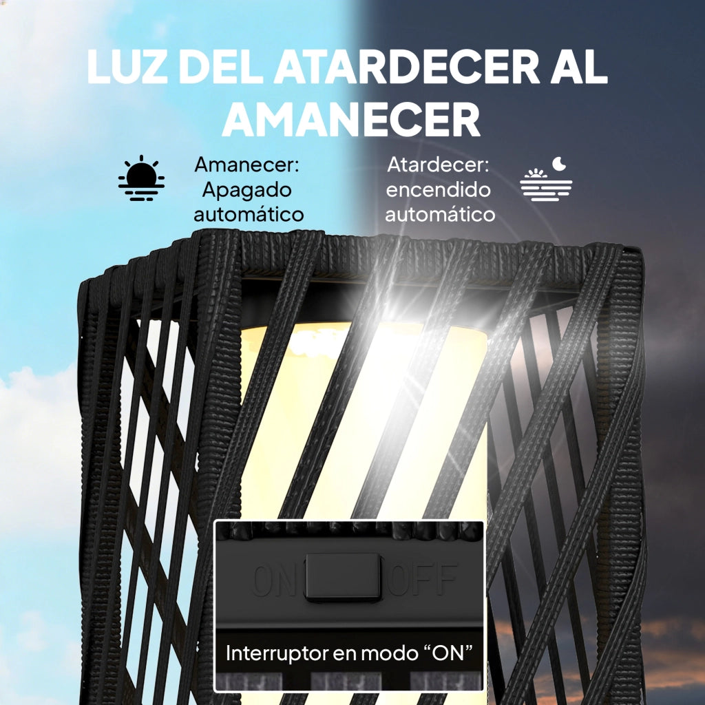 Lanterna da Giardino Solare LED ¨C zephmum ¨C Ratan Nero Impermeabile IP44