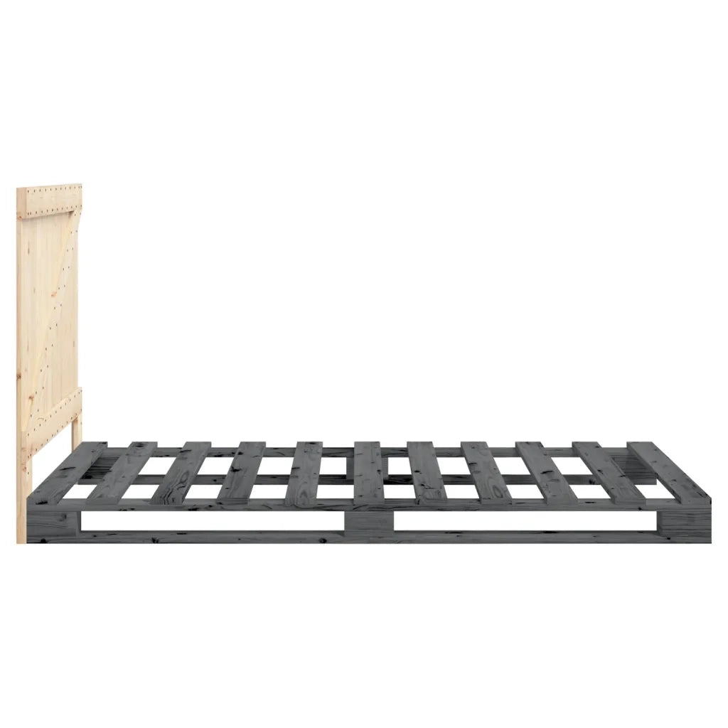 Letto singolo | Letto per adulti | Giroletto con Testiera Grigio 100x200 cm Legno Massello di Pino