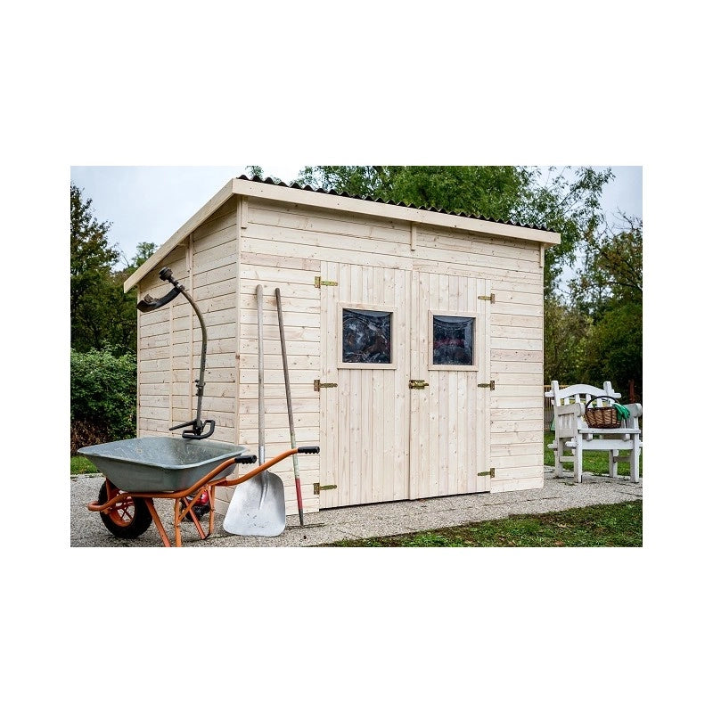 Casetta in legno da giardino con tetto inclinato – 280x200 cm – pannelli 16 mm, porta vetrata e struttura rinforzata – CD2820.02 Foresta