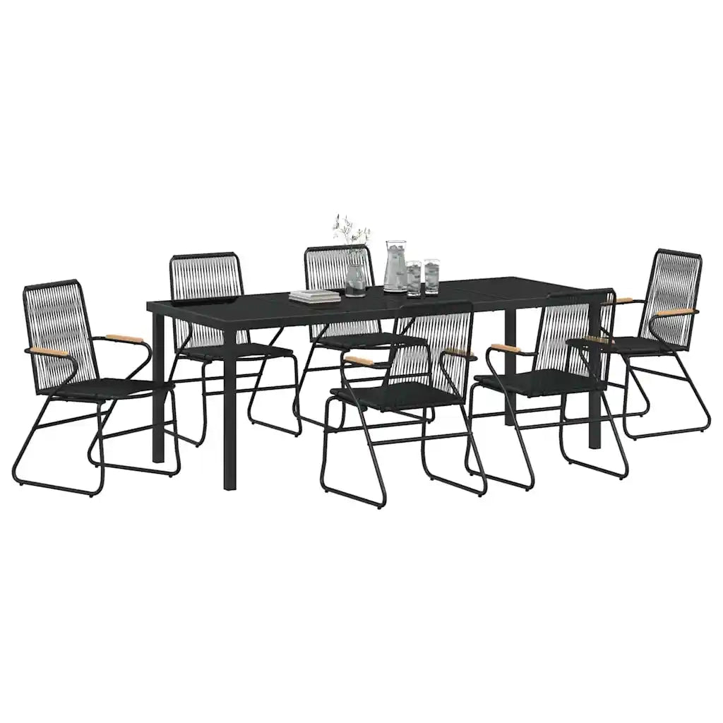 Set da Pranzo per Giardino 7 pcs Nero 3379175