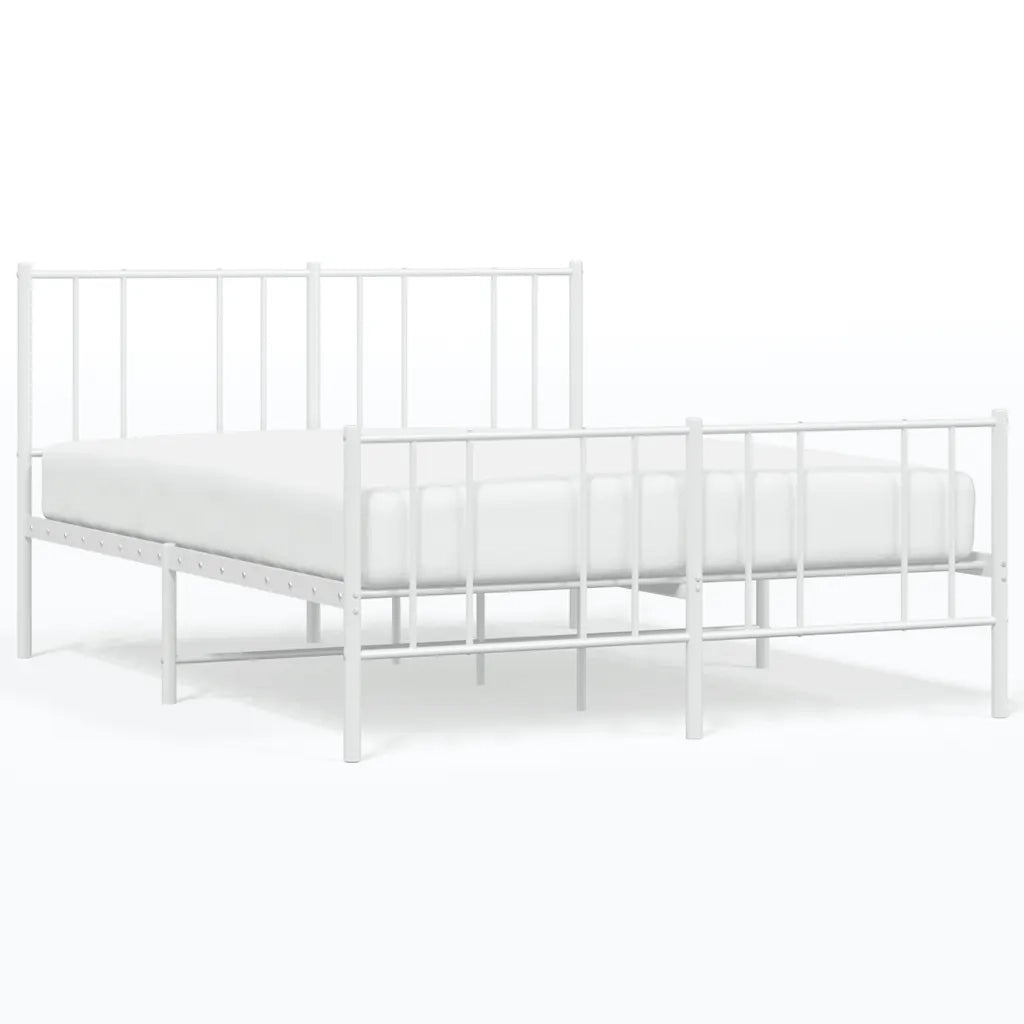Giroletto con Testiera e Pediera-Struttura Letto Metallo Bianco 120x190 cm 437600