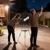 Telescopio Astronomico 80mm con Montatura AZ, 2 Lenti Oculari e Adattatore Smartphone, 92x92x130 cm, Bianco e Nero
