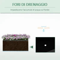 Set da 2 Vasi da Giardino Rettangolari Impilabili per Esterno e Interno, Nero