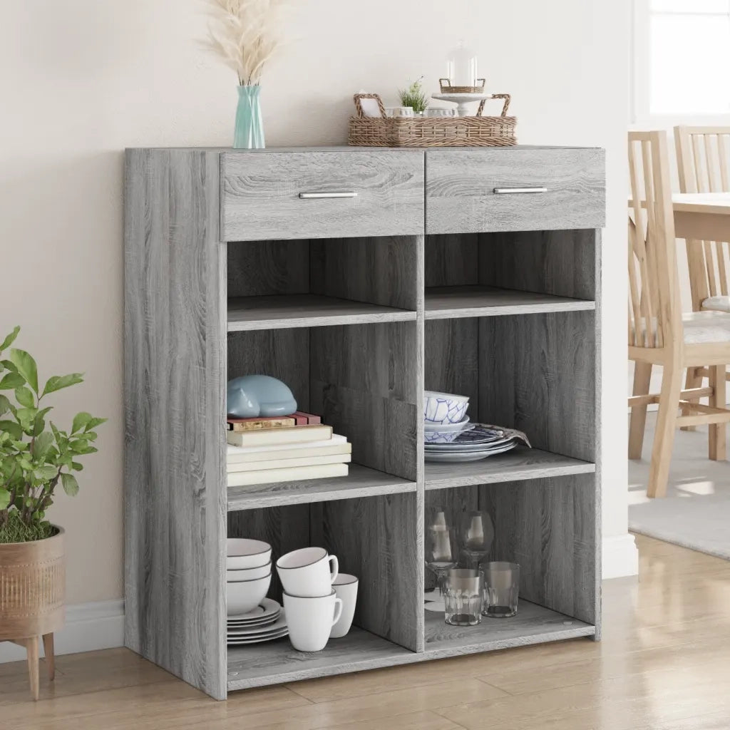 vidaXL Credenza Grigio Sonoma 80x42,5x93 cm in Legno Multistrato