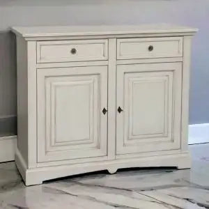 Credenza madia buffet in legno Shabby chic 2 ante chic mod goccia avorio anticato