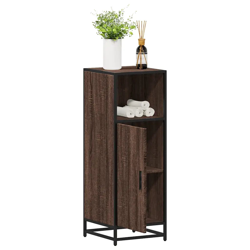 Armadietto Bagno | Armadio da bagno Rovere Marrone 35x37,5x100cm Legno Multistrato
