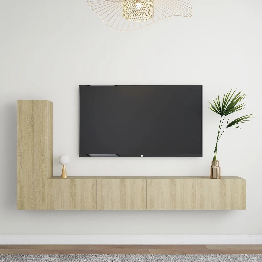 Set di Mobili Porta TV 3 pz-Set di 3 Credenza per TV Rovere Sonoma in Legno Multistrato 577499
