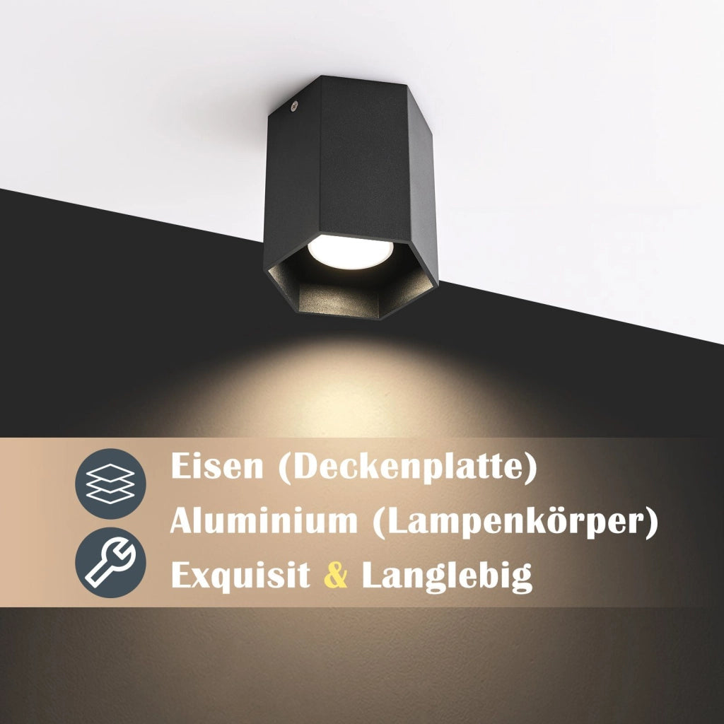 ZMH Faretto da soffitto neri forma esagono GU10 max 40W per soggiorno corridoio senza lampadina