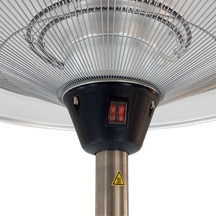 Stufa Elettrica Fungo Riscaldante Infrarossi Saturno Esterno-Interno Regolabile Argento