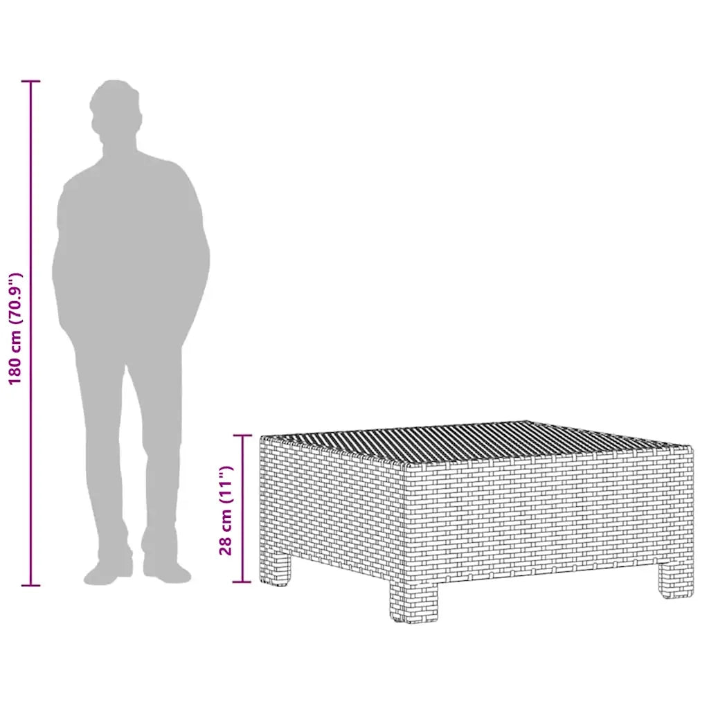 Poggiapiedi da giardino con cuscino grigio in polyrattan CFW2334129