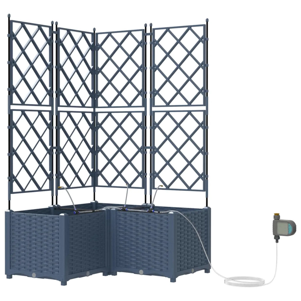 Vaso da giardino 3 pcs Grigio 80 x 80 x 142 cm Plastica 42002877