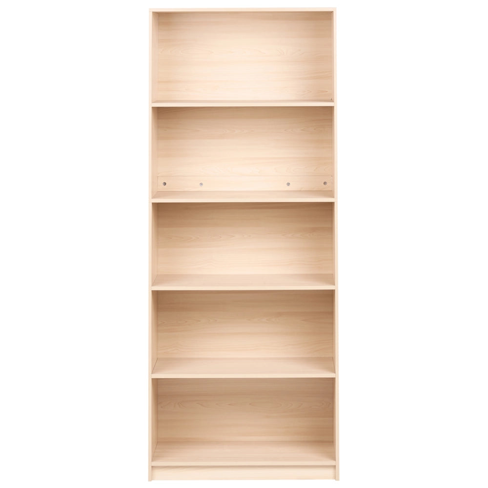 Libreria a 5 ripiani in stile minimalista in truciolato marrone chiaro soggiorno salotto