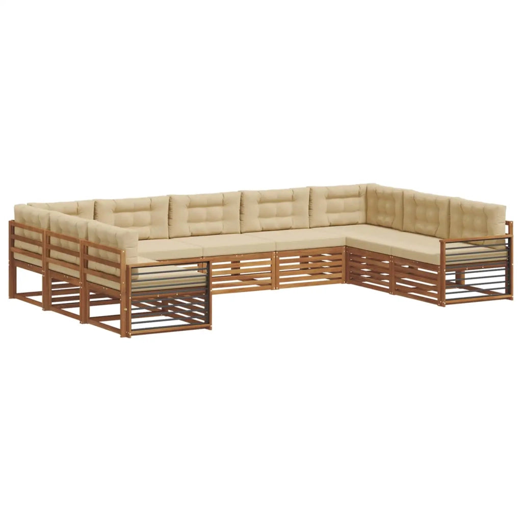 Set di divani da esterno con cuscino 9 pcs Naturale e Beige