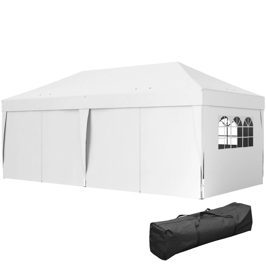 Tenda da giardino pieghevole ¨C zephmum ¨C 3x6m con 6 pannelli, bianco