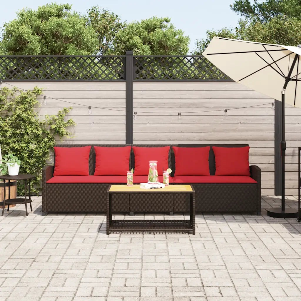 Divano da Giardino a 5 Posti con Cuscini-Sofa da Giardino-Divano da esterno in Polyrattan Marrone 836378
