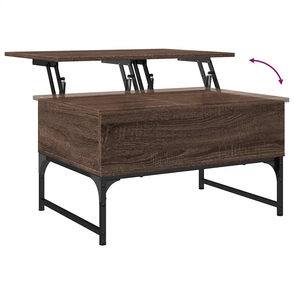 Tavolino Salotto Rovere Marrone 70x50x40cm Multistrato Metallo 845375