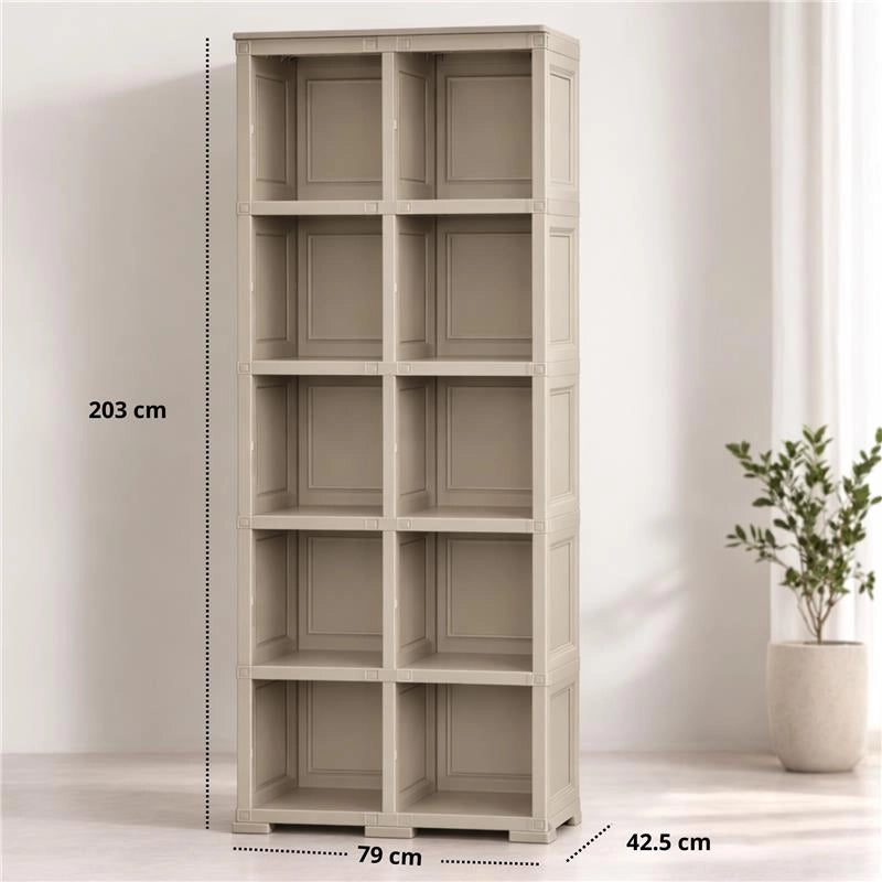 SCAFFALE 5 MODULI TALPA 79X42,5X203 CM CON 2 PUNTALI – LIBRERIA ALTA CONTENITORE PER ZONA GIORNO E STUDIO